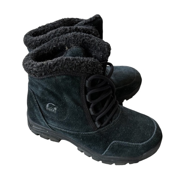 Sorel Other - Sorel winter ankle boots black suede mens 7 lace up outdoor neutral casual warm